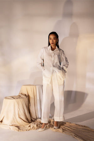 Elegant handcrafted millefleur coord set in premium fabric, showcasing intricate artisan patterns and luxurious womenswear design