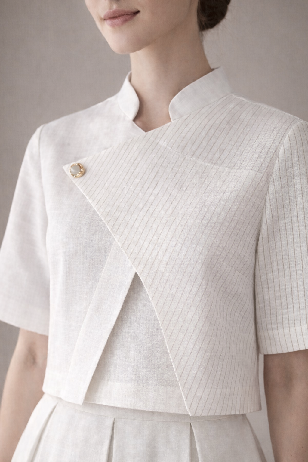 Cross Panel Linen Top