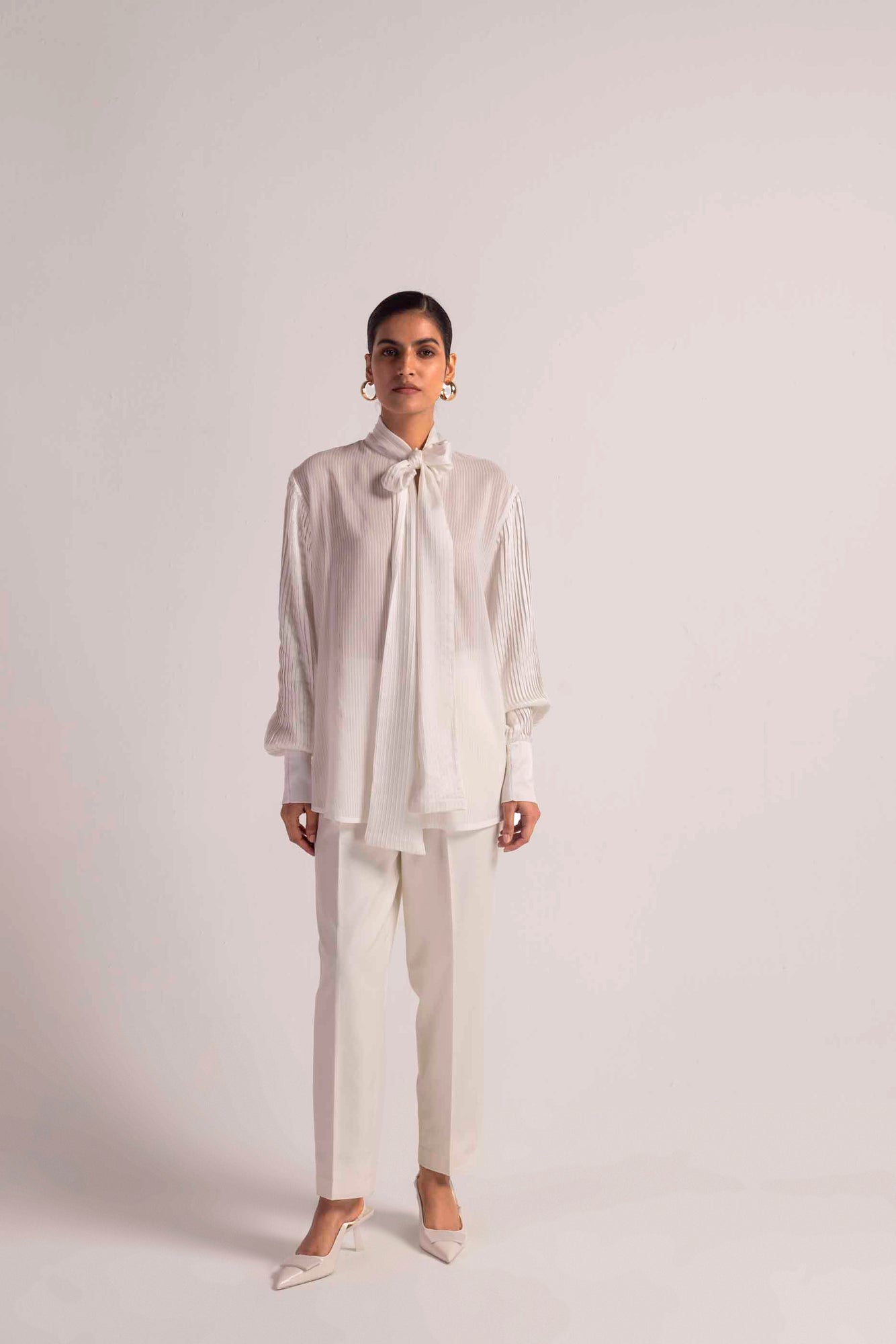 Elegant Valencia Drape Shirt in soft handloom fabric, showcasing a luxurious silhouette with artisan-crafted detailing