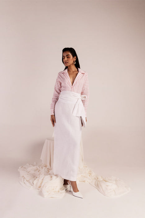 Valora Maritime Stripe Linen Dress