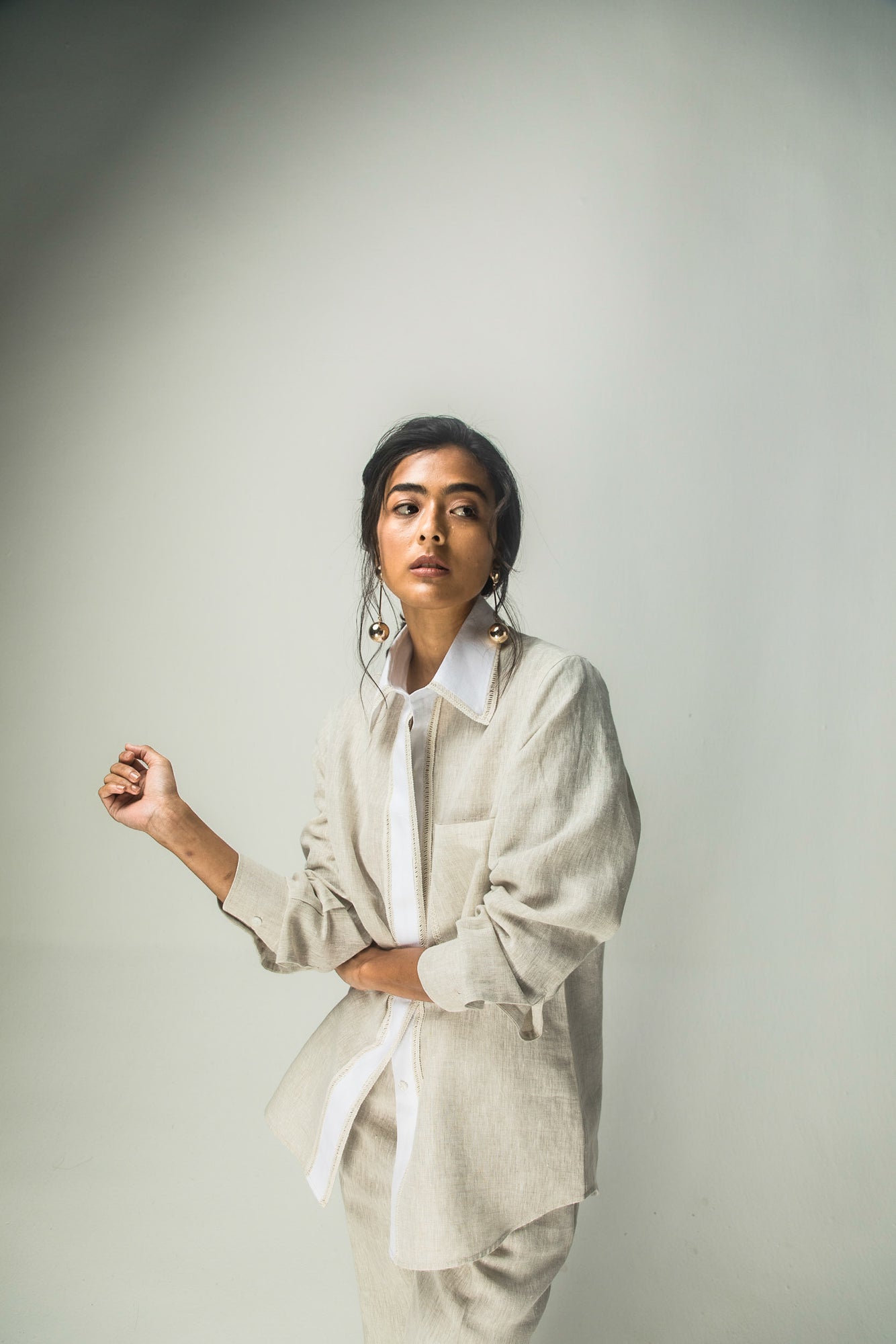 Handcrafted Kasha Classic Shirt in premium handloom fabric, showcasing a timeless silhouette in rich, elegant hues for luxury womenswear