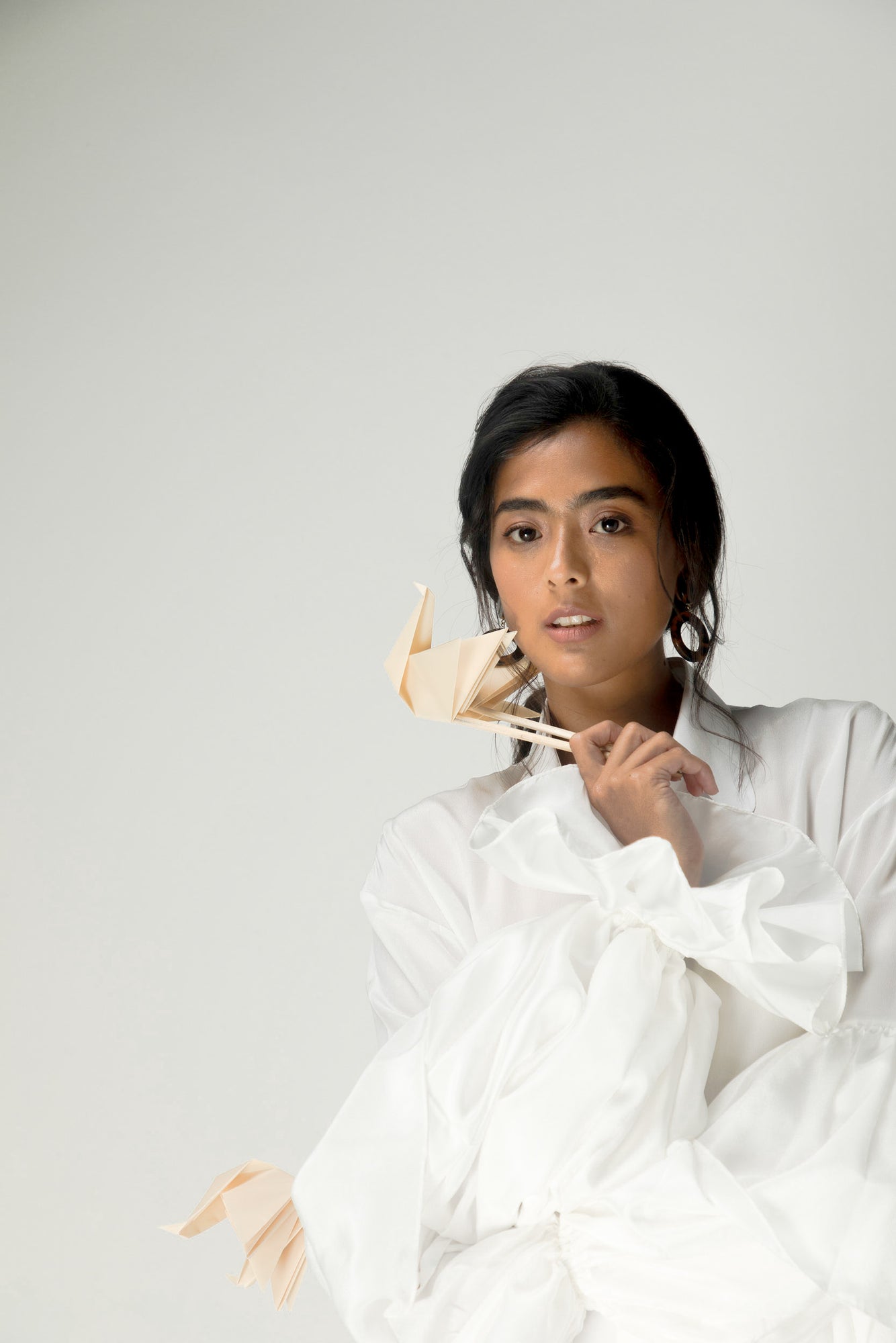 Close-up of the Boketto Garlic Shirt showcasing its handloom texture and premium fabric, epitomizing luxury artisan womenswear