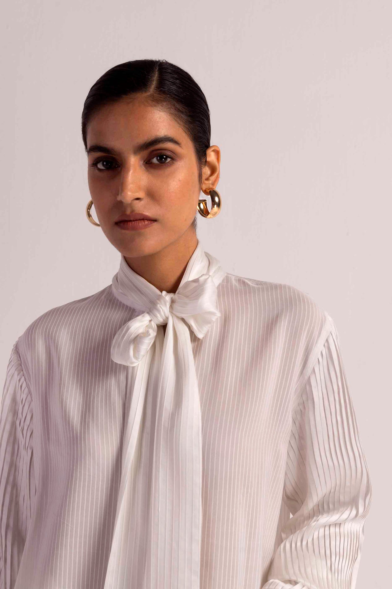 Luxurious Valencia Drape Shirt in premium handloom fabric, showcasing exquisite draping and artisan craftsmanship in a refined silhouette
