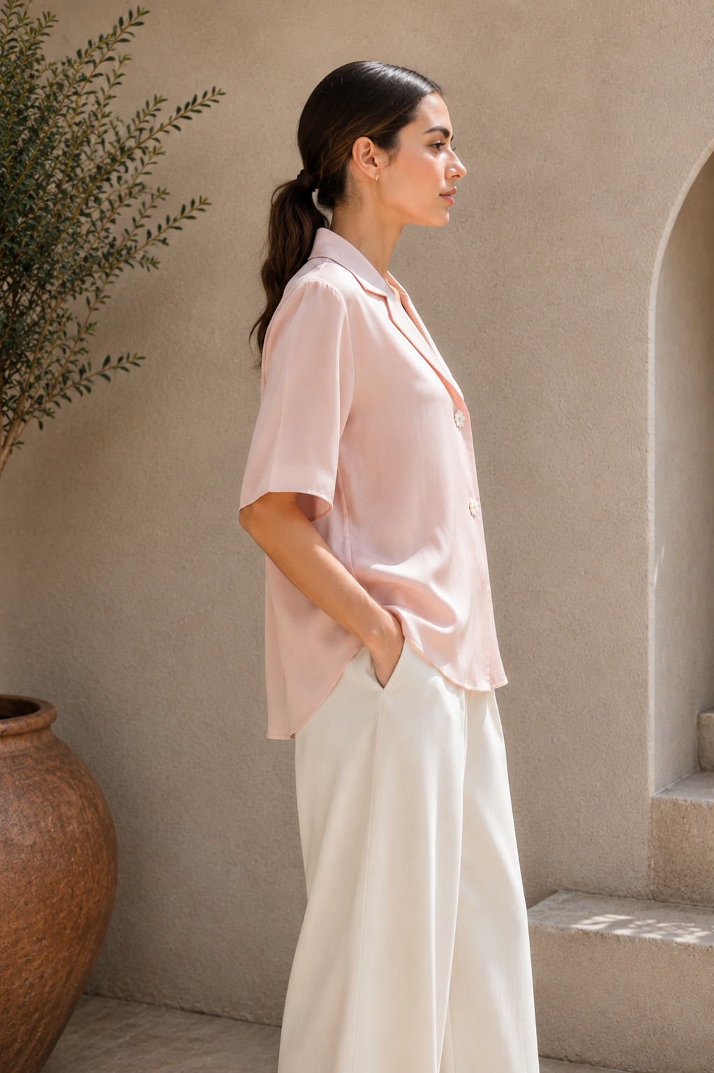 Roselle Silk Crepe Shirt
