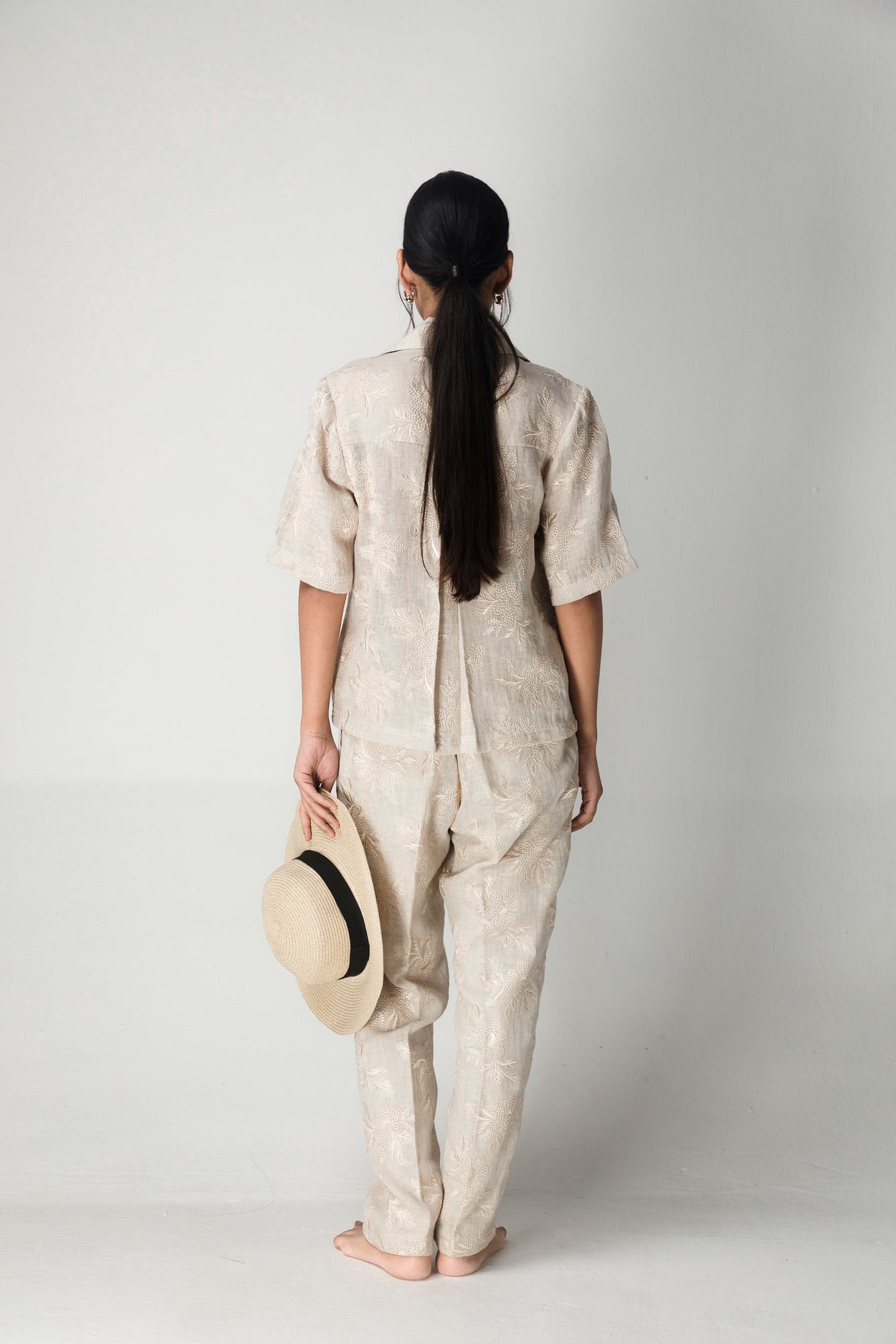 Elegant cornsilk co-ord set in premium handloom fabric, showcasing artisan craftsmanship and luxury womenswear sophistication
