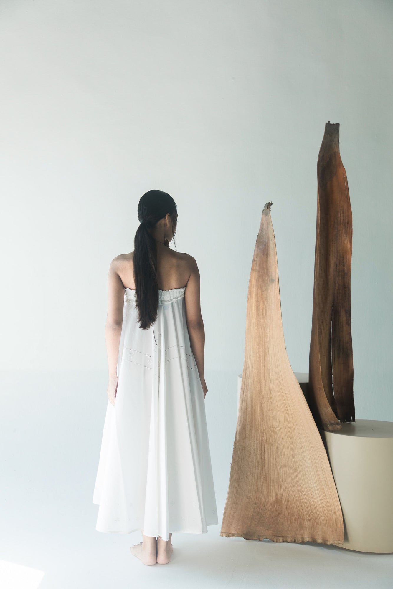 Elegant handloom skirt in premium fabric, showcasing a flowing silhouette and artisan craftsmanship, epitomizing luxury womenswear