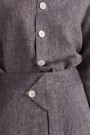 Misty grey handcrafted women's coord set, featuring premium fabric and artisan detailing, epitomizing NJ3 Atelier's luxury style