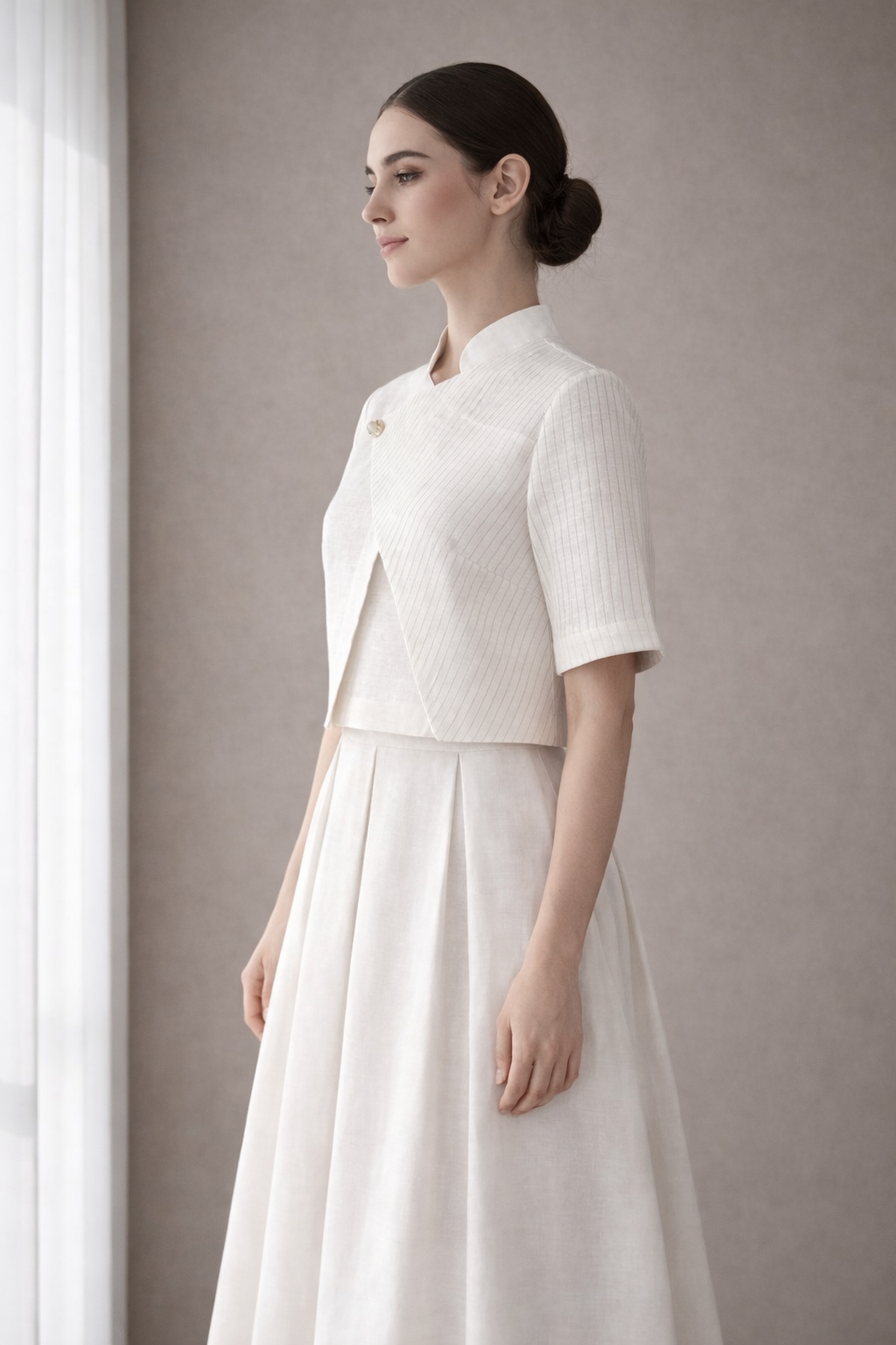 Cross Panel Linen Top