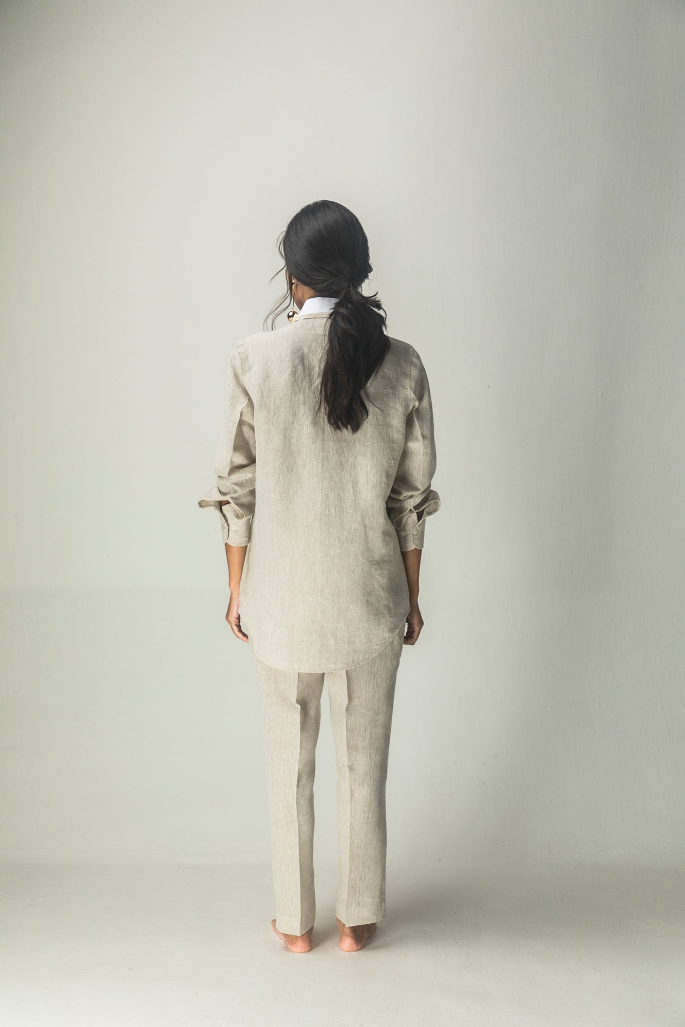 Handcrafted Kasha Classic Shirt in premium fabric, showcasing intricate handloom patterns and luxurious texture for elegant womenswear