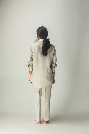 Handcrafted Kasha Classic Shirt in premium fabric, showcasing intricate handloom patterns and luxurious texture for elegant womenswear