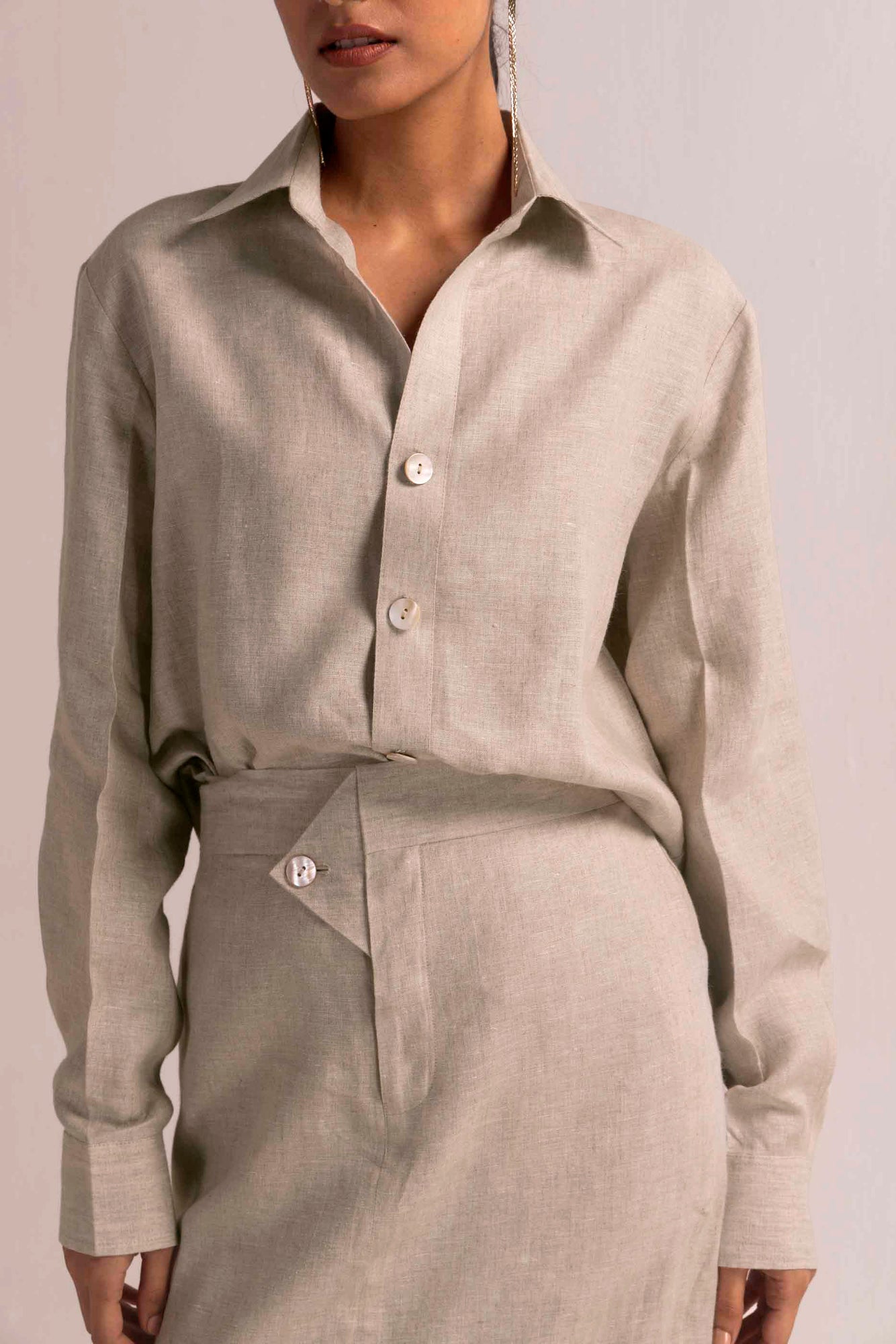 Handcrafted luxury women's set in premium fabric, showcasing exquisite artisan-made details and elegant silhouette in a refined style