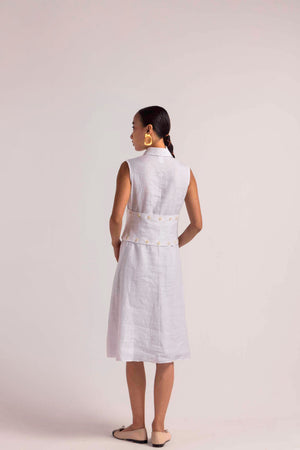 Handcrafted Alterra Fresh Breeze Linen Dress in soft pastel hues, showcasing a flowing silhouette and premium handloom fabric for luxury womenswear