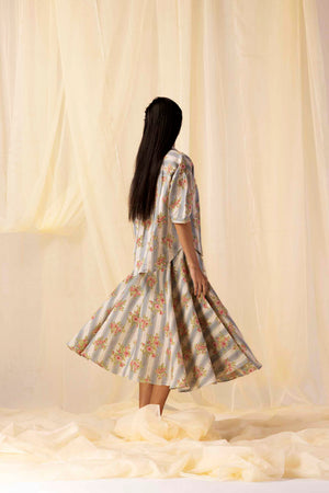 Elegant handloom Fleurline Circular Skirt in premium fabric, showcasing a flowing silhouette and artisan craftsmanship