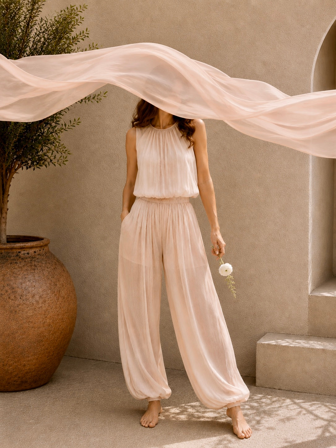 Solenne Silk Crepe Pants