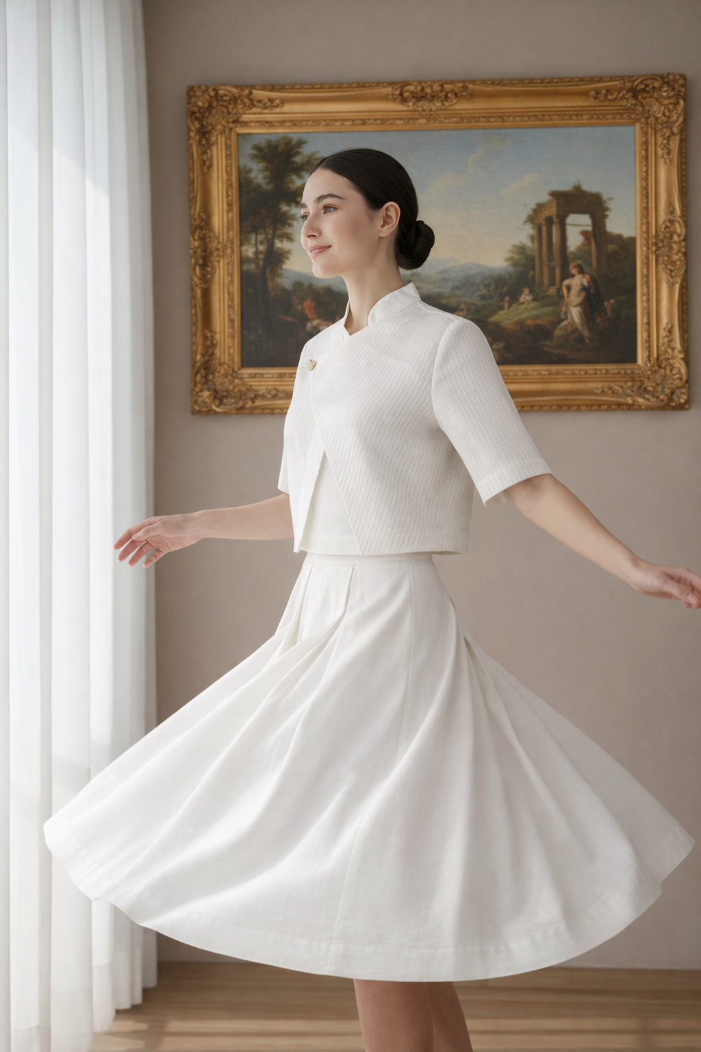Cross Panel Linen Top