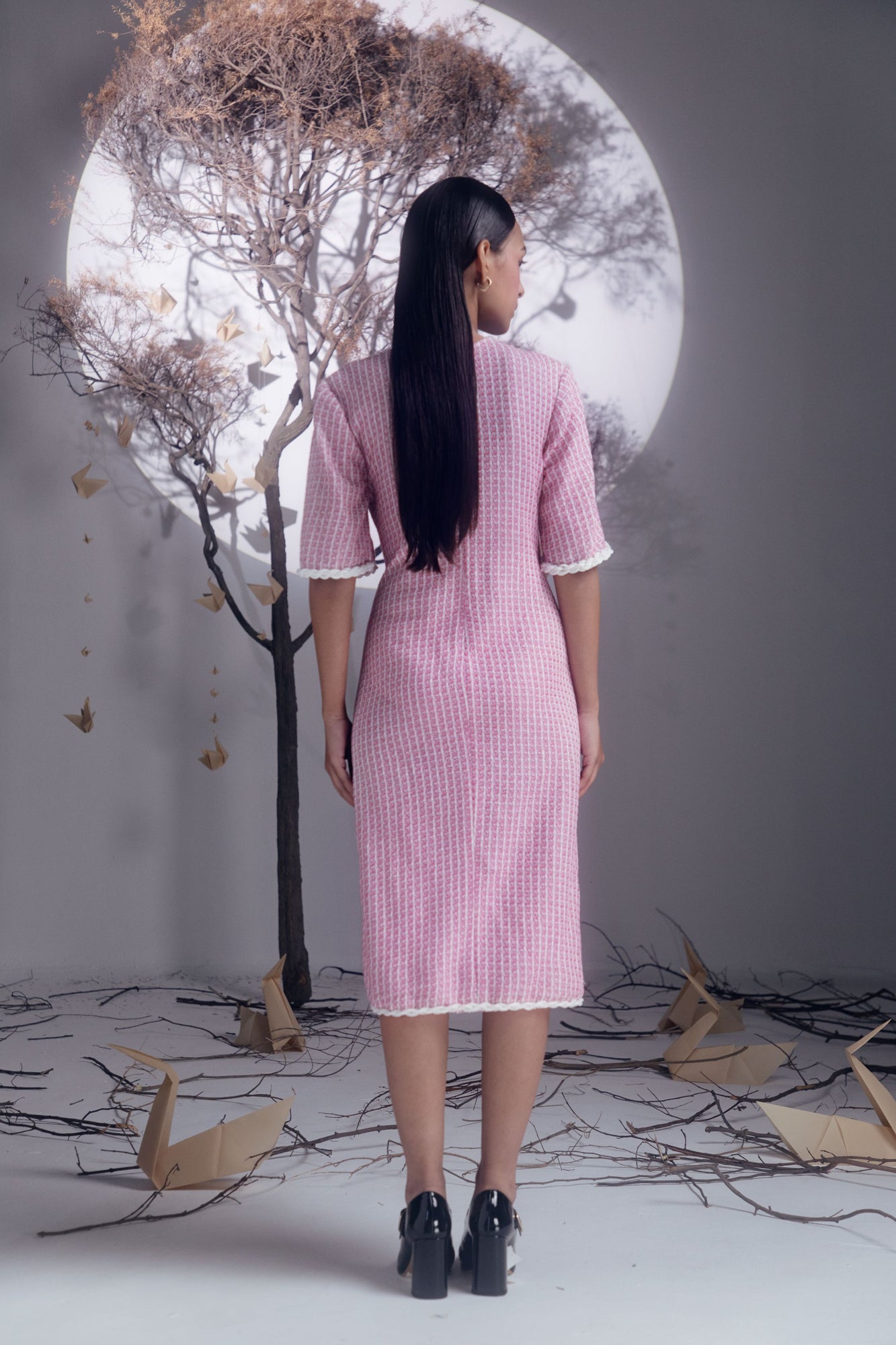 Elegant Bellerose Cord Dress in rich burgundy, handcrafted from premium fabric, showcasing a luxurious silhouette for discerning tastes