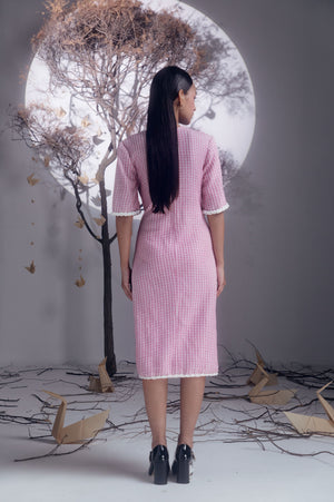 Elegant Bellerose Cord Dress in rich burgundy, handcrafted from premium fabric, showcasing a luxurious silhouette for discerning tastes