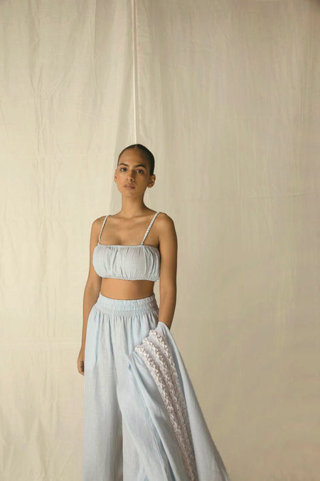 Elegant Roza Tube Top in handloom fabric, showcasing a sleek silhouette and luxurious texture, perfect for refined womenswear styling