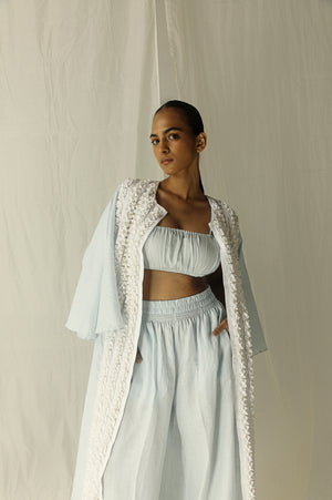 Handcrafted Bonheure Rosea Kaftan in premium fabric, showcasing intricate artisan patterns and luxurious drape, epitomizing elegance