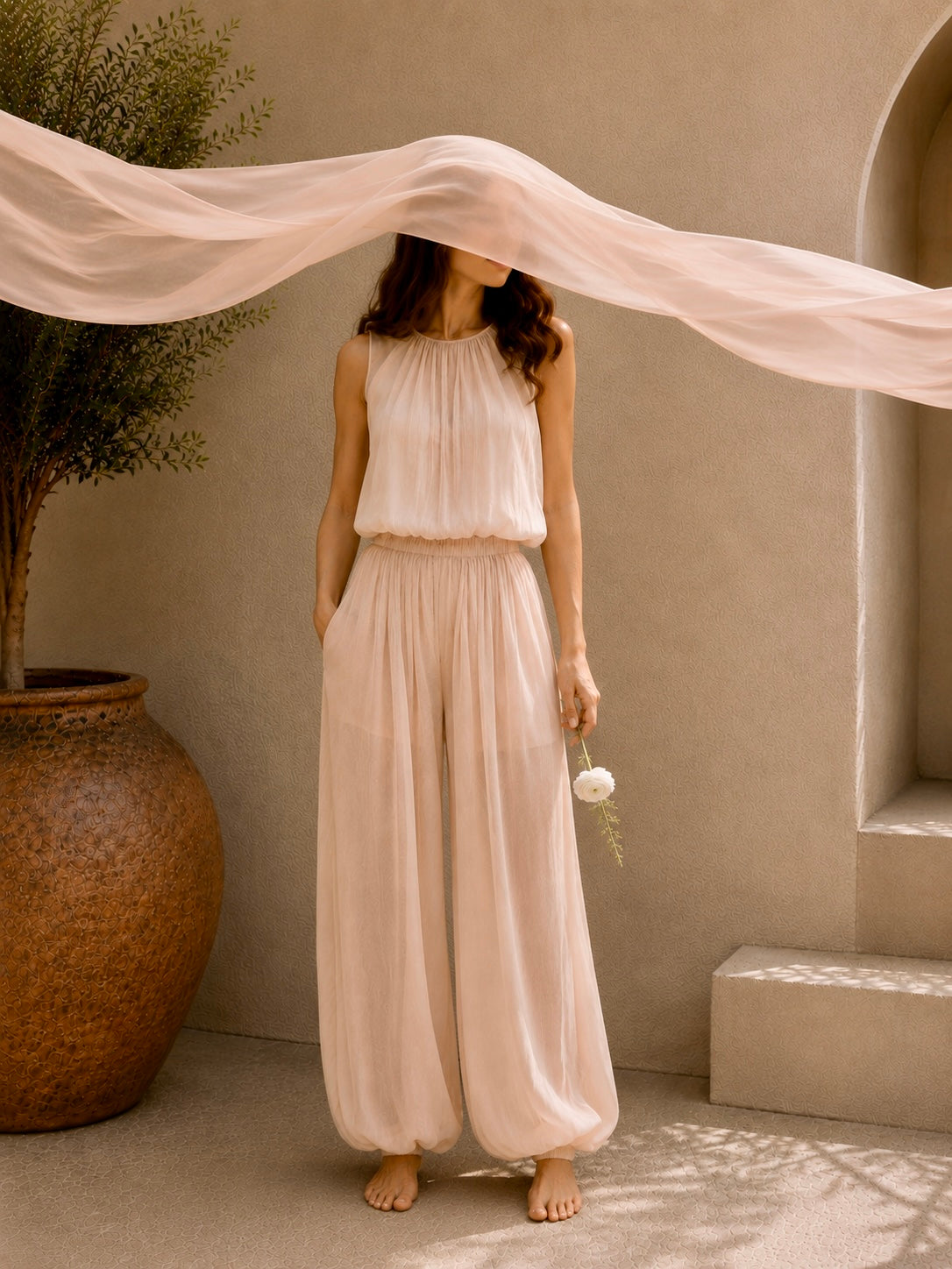 Solenne Silk Crepe Pants