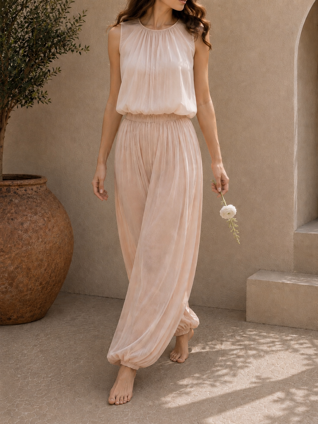 Solenne Silk Crepe Pants