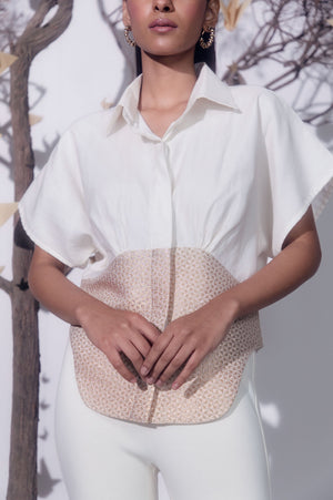 Elegant Liara Dolman Top in rich, handloom fabric, showcasing artisan craftsmanship and sophisticated silhouette for luxury womenswear