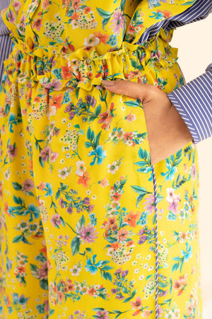 Elegant bumble bee wide-leg palazzo in premium handloom fabric, showcasing artisan craftsmanship and luxury womenswear style