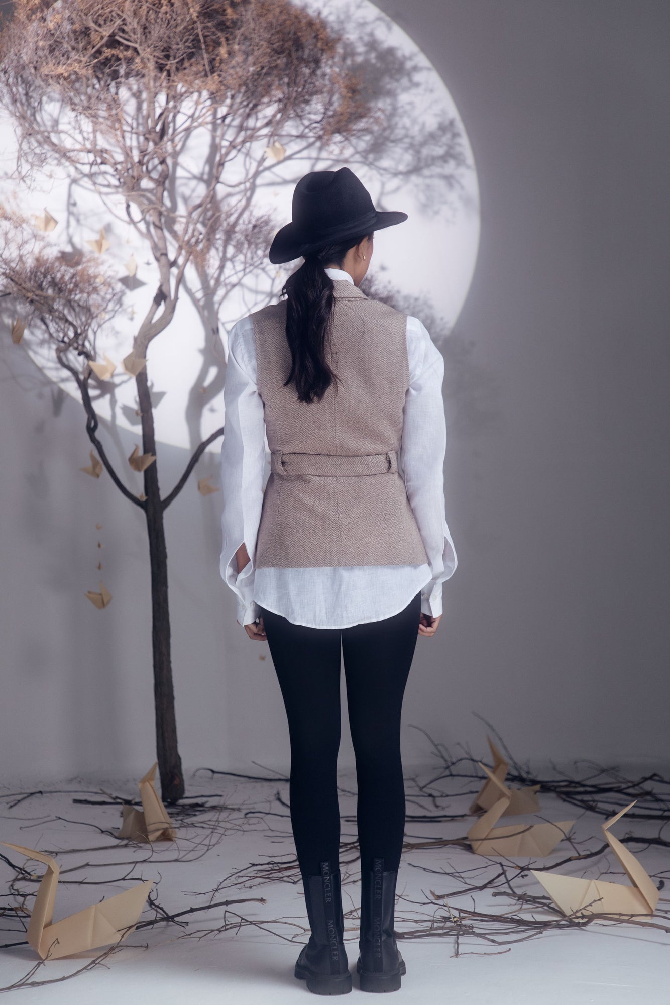 Elegant Pavilion Jacket in rich, handloom fabric, showcasing a tailored silhouette with intricate artisan detailing, epitomizing luxury womenswear