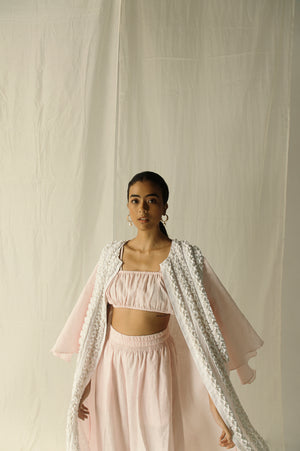 Handcrafted Bonheure Rosea Kaftan in soft pastel hues, showcasing premium fabric and elegant silhouette, epitome of luxury womenswear