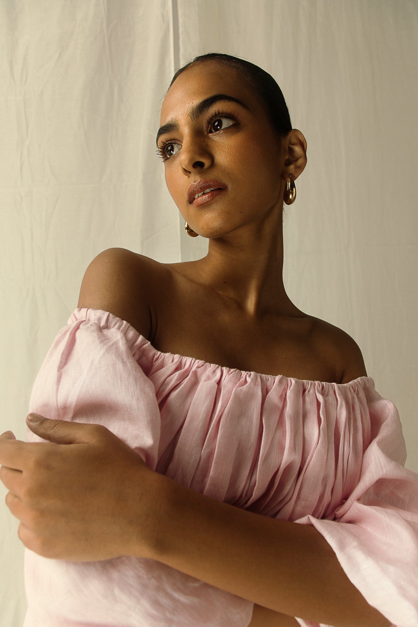 Back view of the Rosa Blouson Ball Dress in handloom silk, showcasing exquisite craftsmanship and elegant silhouette, by NJ3 Atelier